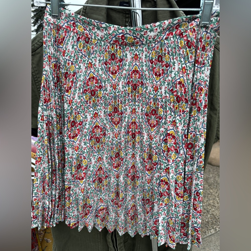 Boden Red and Pink Pleated Maxi Skirt